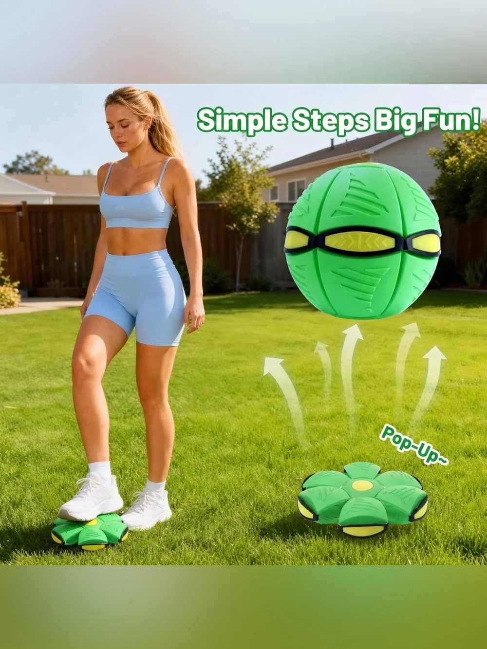 ⁠2 Pack Magic Flying Disc Deforming Ball LED Light Up Toy Set Outdoor Kids Game